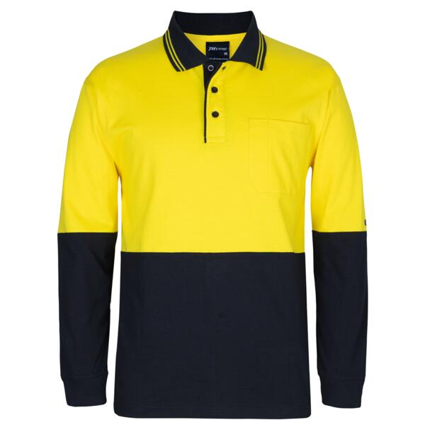 JB's Mens Hi Vis L/S Cotton Polo Thumbnail
