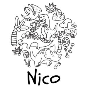 Dino Colour Me In  - Kids Longsleeve Tee Design
