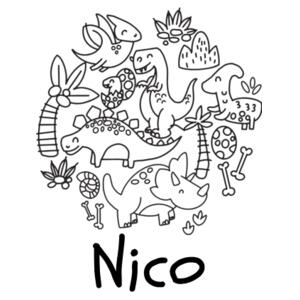 Dino Colour Me In  - Kids Youth T shirt Design