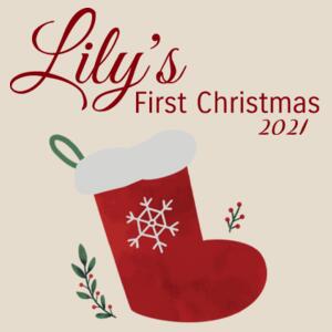 First Christmas - Stocking - Round Wood Ornament Design