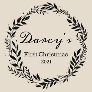 First Christmas wreath - Round Wood Ornament Design