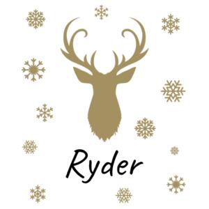 Stag Head and Snowflakes - Large White Canvas Santa Sack Design