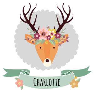 Stag with Flower Crown - Large White Canvas Santa Sack Design