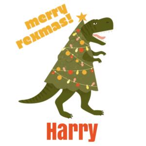 Merry Rexmas - Large White Canvas Santa Sack Design