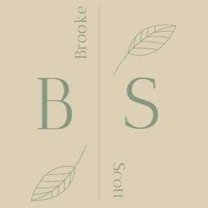 Initials with leaves - Medium Calico Bag Design