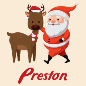 Cute Santa and reindeer - Medium Calico Santa Sack Design