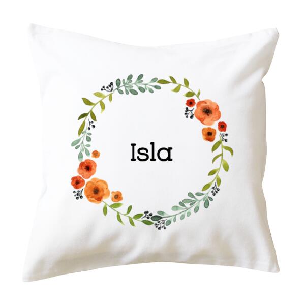 Floral Wreath Personalised Name - Cushion cover Thumbnail