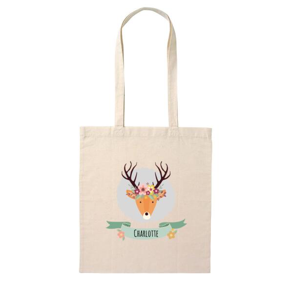 Stag with Flower Crown - Tote Bag Thumbnail