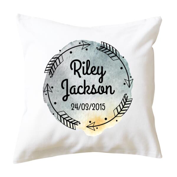 Watercolour Arrows Birth Print - Cushion cover Thumbnail