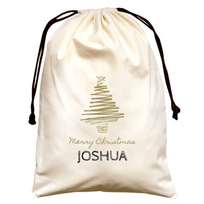 Scribble Xmas Tree - Large Canvas Santa Sack Thumbnail