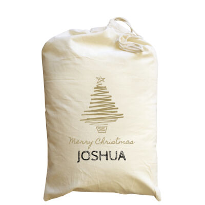 Scribble Xmas Tree - Medium Calico Santa Sack Thumbnail