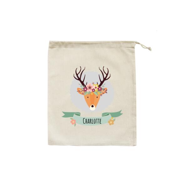 Stag with Flower Crown - Christmas Eve Bag Thumbnail