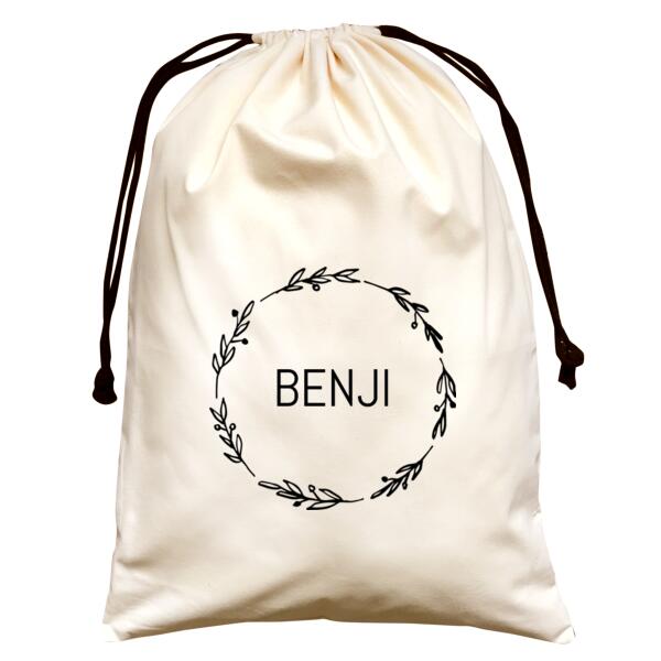 Simple Wreath - Large Natural Canvas Santa Sack Thumbnail