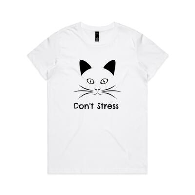 Don't Stress Meowt - Cat Customised T Shirt - Womens Maple Tee Thumbnail