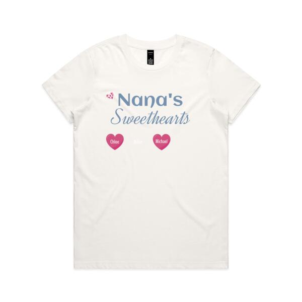 Nana's Sweethearts - Grandparent Custom T Shirt - Womens Maple Tee Thumbnail