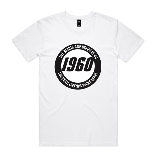 Life Begins at 60 - Personalised Custom Birthday T Shirt - Mens Staple T shirt Thumbnail