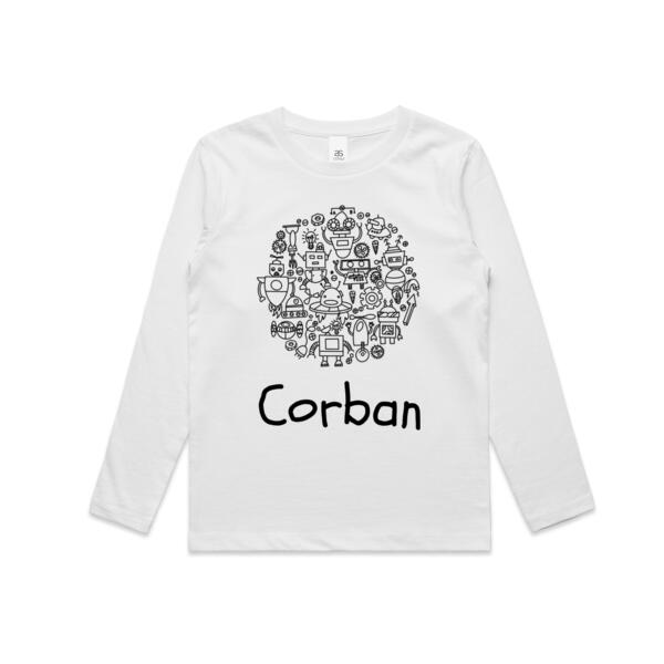 Robots Colour Me In  - Kids Longsleeve Tee Thumbnail