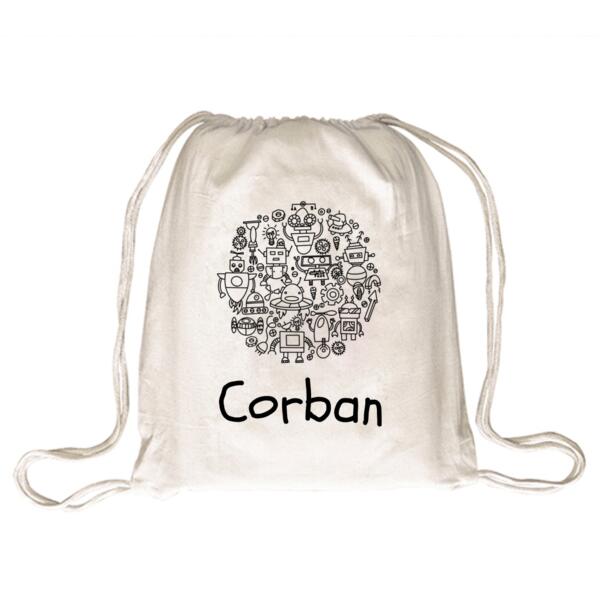 Robots Colour Me In  - Drawstring Backpack Thumbnail