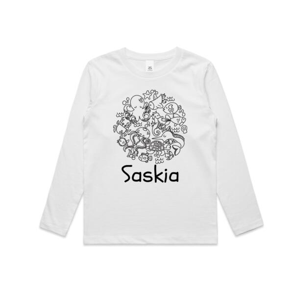 Ocean Colour Me In  - Kids Longsleeve Tee Thumbnail