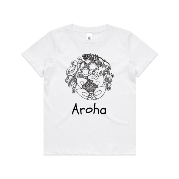 Kiwiana Colour Me In  - Kids Youth T shirt Thumbnail