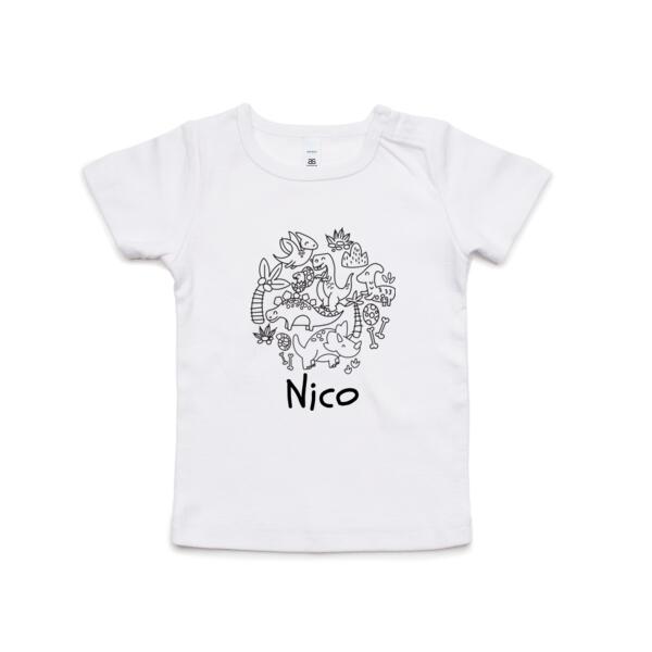 Dino Colour Me In  - Kids Wee Tee Thumbnail