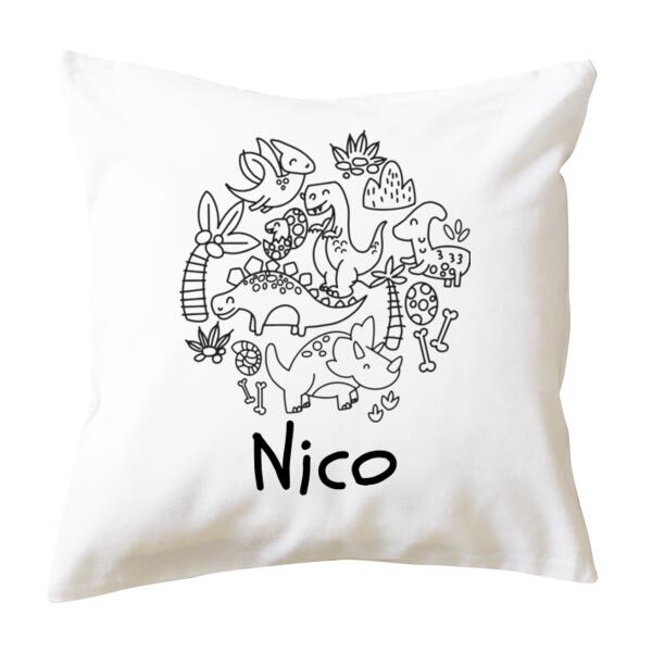 Dino Colour Me In  - Cushion cover Thumbnail