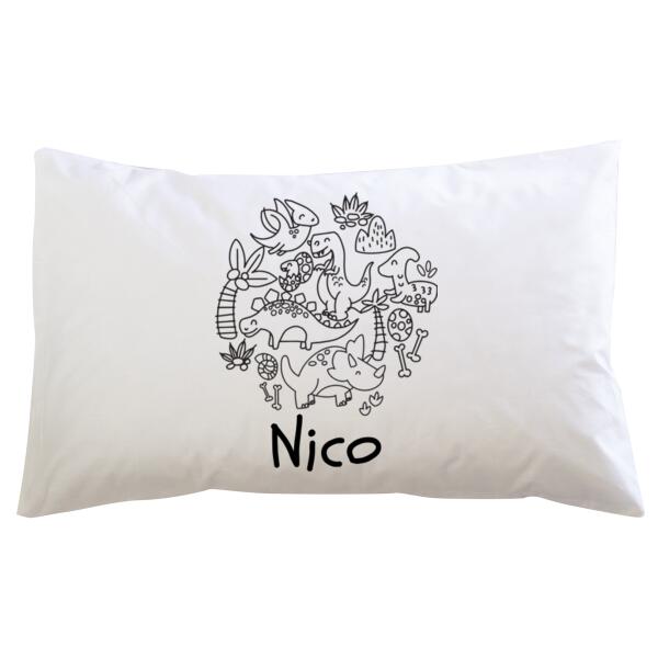 Dino Colour Me In  - Pillowcase  Thumbnail