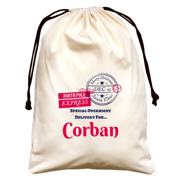 North Pole Express - Large Natural Canvas Santa Sack Thumbnail