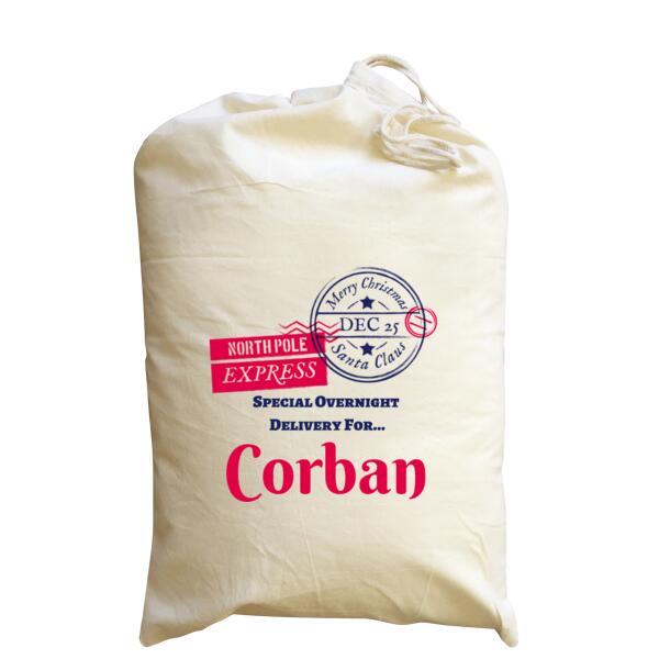 North Pole Express - Medium Calico Santa Sack Thumbnail