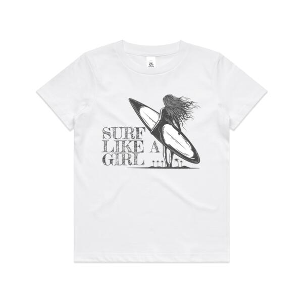 Surf like a girl - Kids Youth T shirt Thumbnail