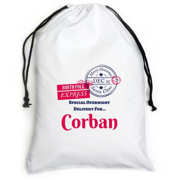 North Pole Express - Large White Canvas Santa Sack Thumbnail