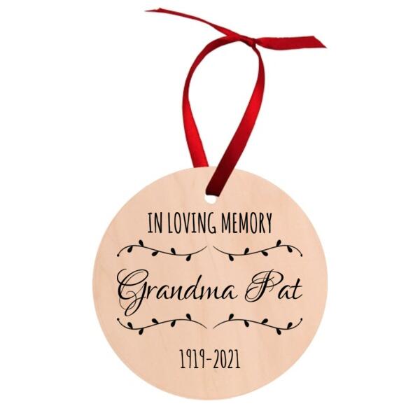 Memorial Bauble - Round Wood Ornament Thumbnail