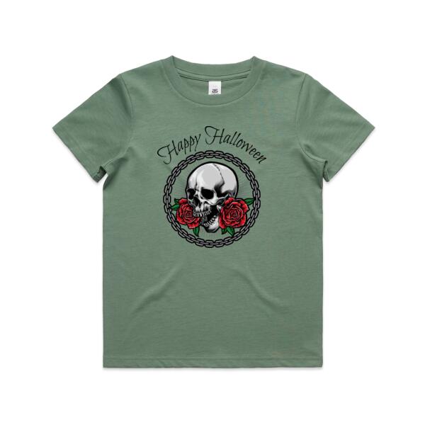 Skull with roses - Kids Youth T shirt Thumbnail