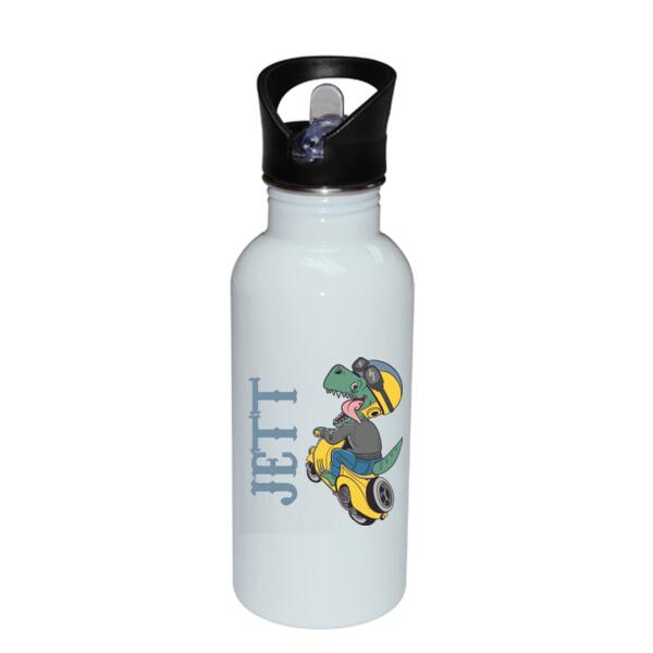 Dinosaur Motorbike - Stainless Bottle with Straw Top Thumbnail