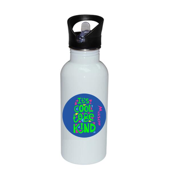 It's cool to be kind - Stainless Bottle with Straw Top Thumbnail