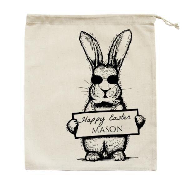 Savage Bunny Happy Easter - Medium Calico Bag Thumbnail