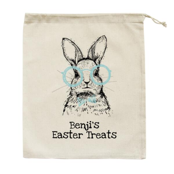 Personalised Bunny Easter Treats  - Medium Calico Bag Thumbnail