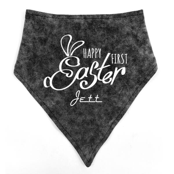 Happy First Easter Custom Name - Stonewash Bandana Bib Thumbnail
