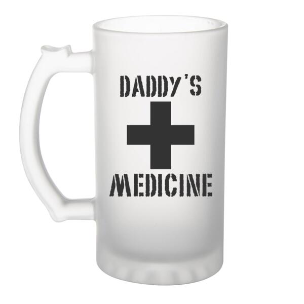 Daddy's Medicine - Frosted Glass Beer Mug Thumbnail
