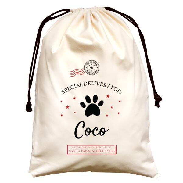 Santa Paws - Large Natural Canvas Santa Sack Thumbnail