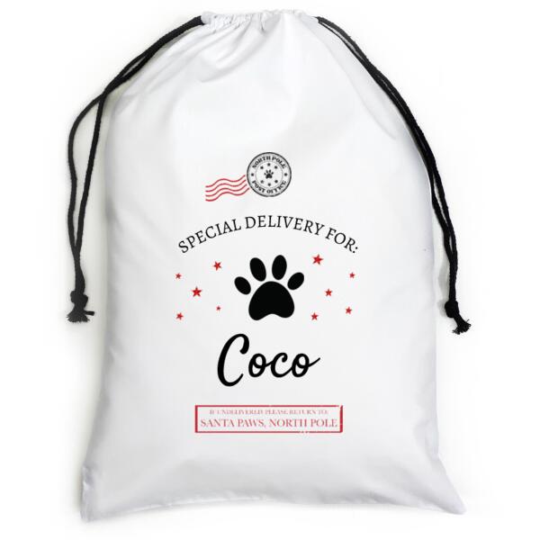 Santa Paws - Large White Canvas Santa Sack Thumbnail