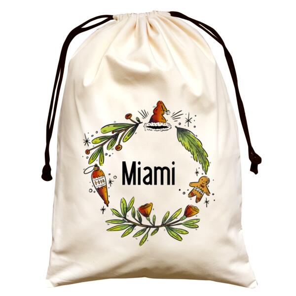 Folk 2 Christmas Wreath - Large Natural Canvas Santa Sack Thumbnail