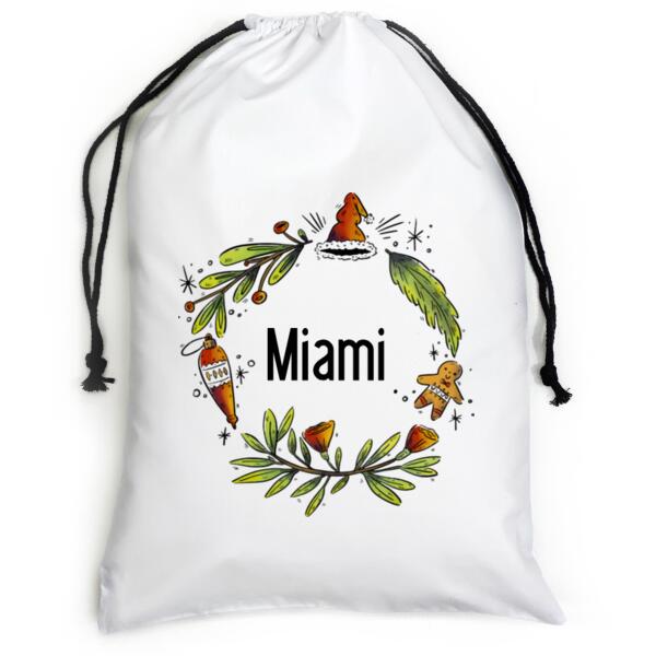 Folk 2 Christmas Wreath - Large White Canvas Santa Sack Thumbnail