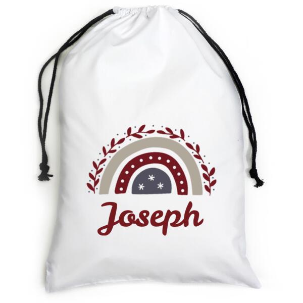 Rainbow Christmas - Large White Canvas Santa Sack Thumbnail