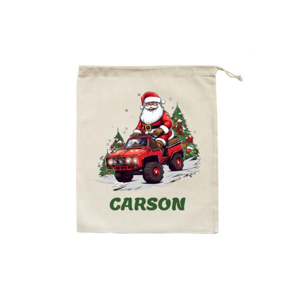 Santa Riding Jeep - Christmas Eve Bag Thumbnail