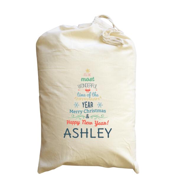 Christmas Tree  - Medium Calico Santa Sack Thumbnail