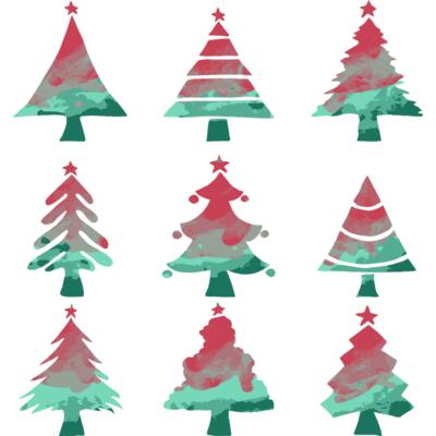Water Colour Christmas Trees Thumbnail